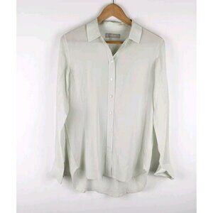 $220 EVERLANE Light Mint Green Pistachio 100 Silk Button Down shirt sz 4 355